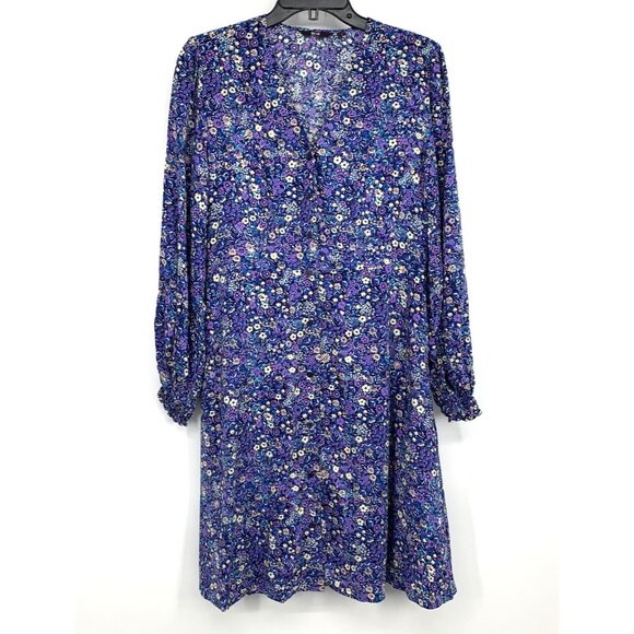 Uniqlo Dress Floral Print V Neck Button Down Front 3/4 Sleeve - Picture 2 of 12